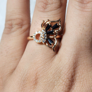 Black butterfly ring