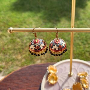 Medium Jhumka (Black, Red, White)