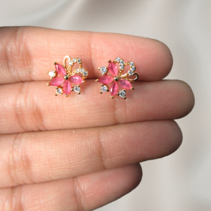 Pink Flower Stud (Gold, Pink)