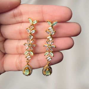Leaf Drop Earings (Gold, Turquiose)