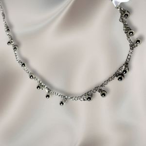 The Silver Orb | Minimalist Beaded Anklet