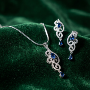 Filigree Teardrop Set - Sapphire Blue