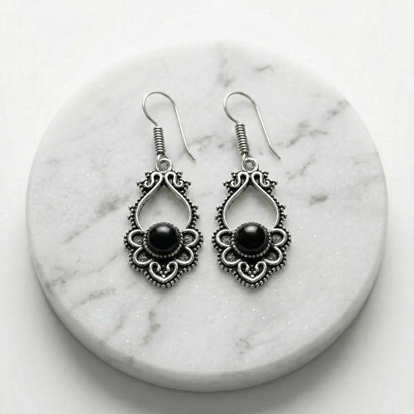 Earrings Palm Black 1