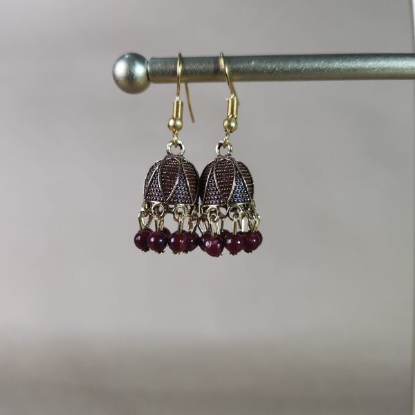 Jhumka small Gold and Maroon (1)