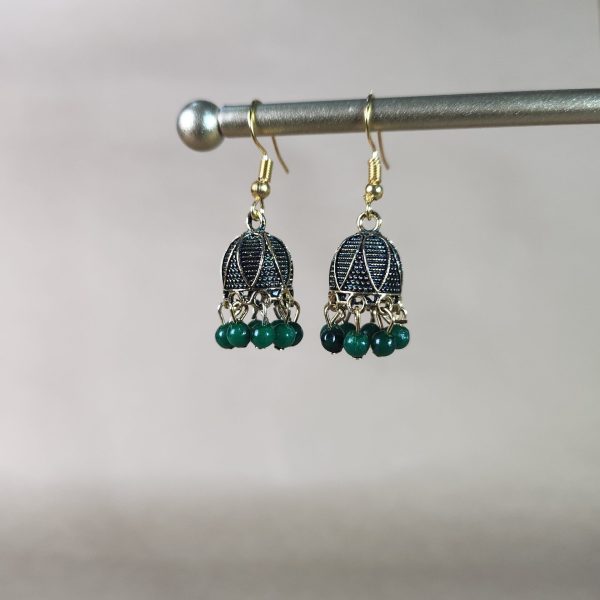 Jhumke small Gold and green (2)