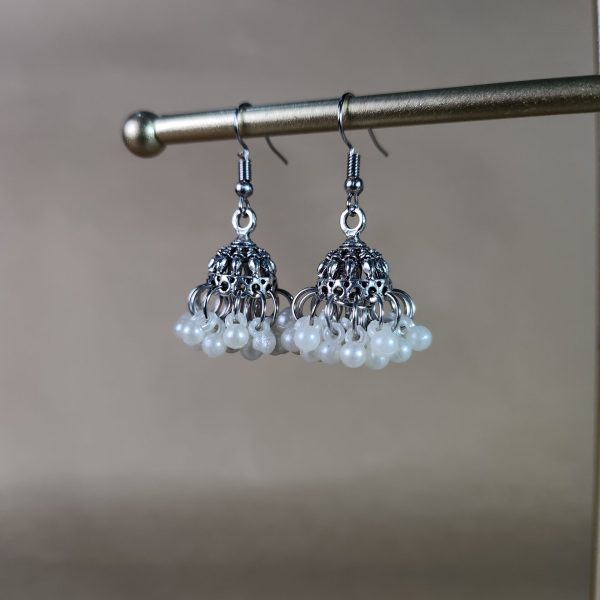 Jhumke small Silver & Pearl Mini Jhumke (1)