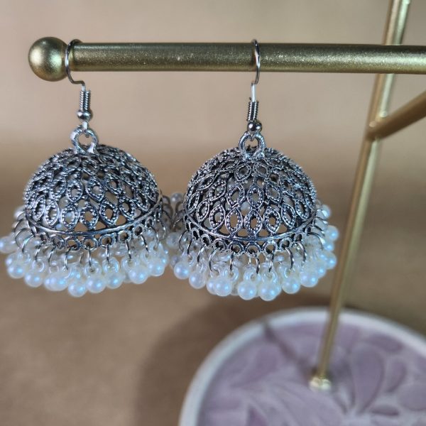 jhumka large Silver & Pearl Jhumke (4)