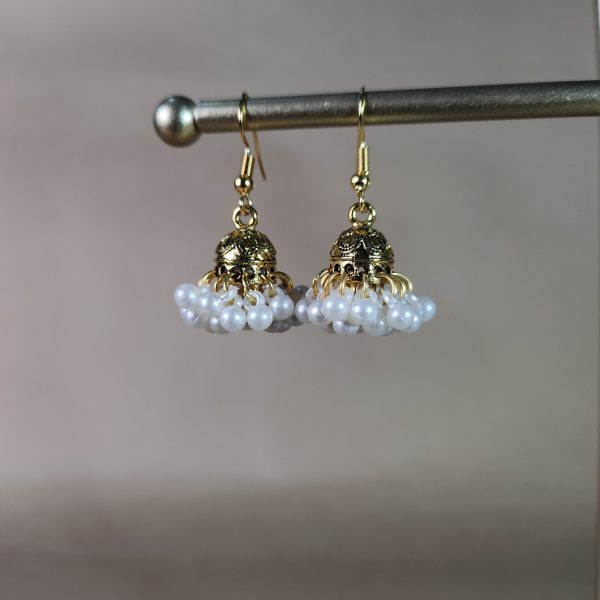 jhumke small Gold & Pearl Mini Jhumke (1)