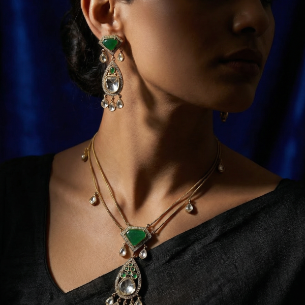 necklace Vintage Galore set Green 1